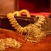 Indian Traditional Gold Necklace shot in studio light.